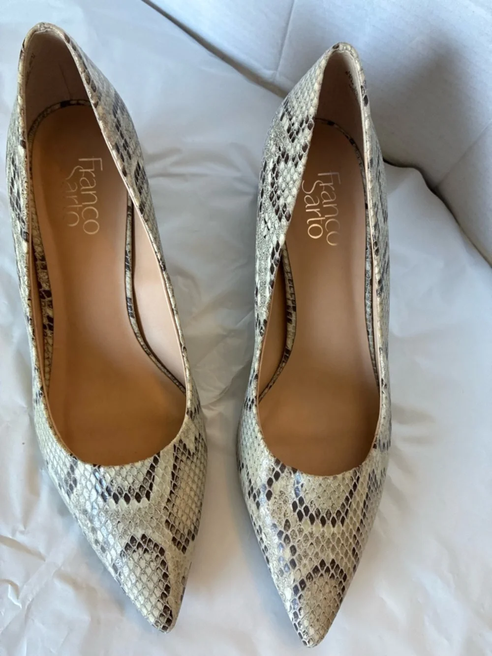 FRANCO SARTO pump romi gray snake print Sz 8.5